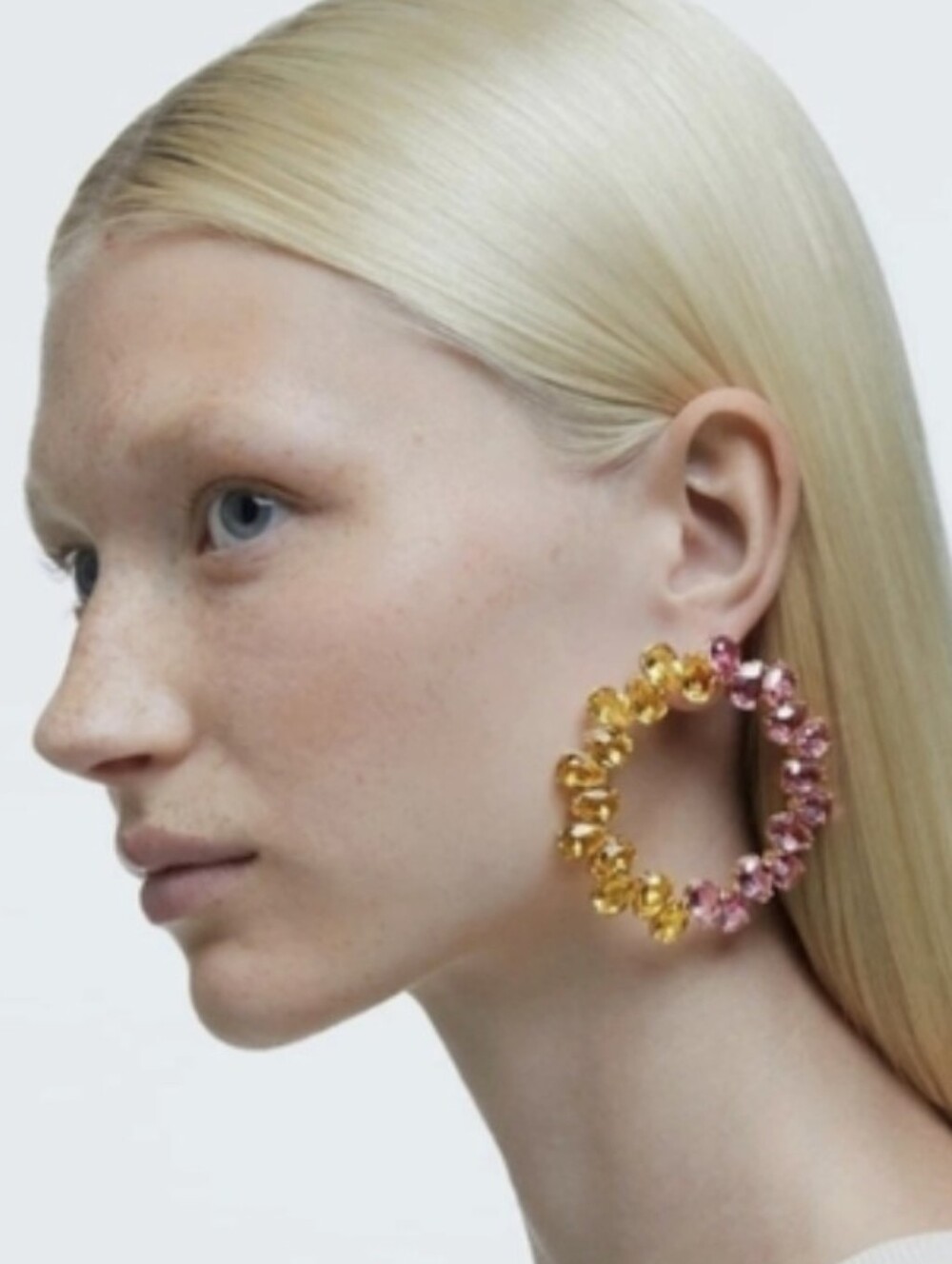Swarovski Millenia Collection Pink and Yellow Large Gemstone Hoops